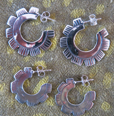 Silver Tribal Earrings, Thailand
