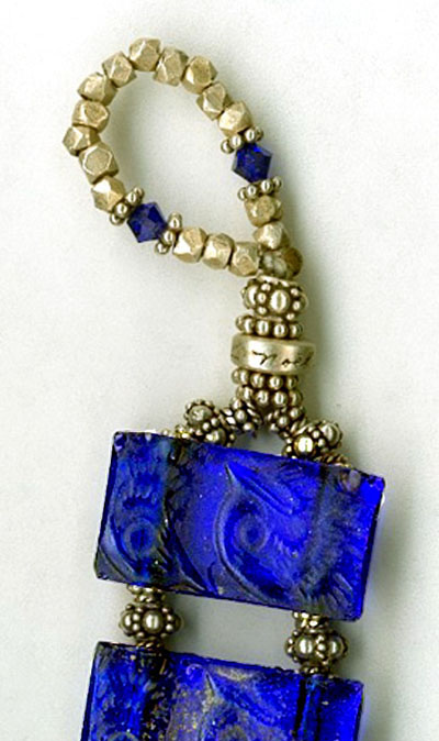 Detail: Noel Signature Clasp with Lalique Cobalt Glass